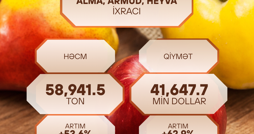 Azərbaycanın alma, armud və heyva ixracı 53,6% artıb Azərbaycanın alma, armud və heyva ixracı 53,6% artıb
