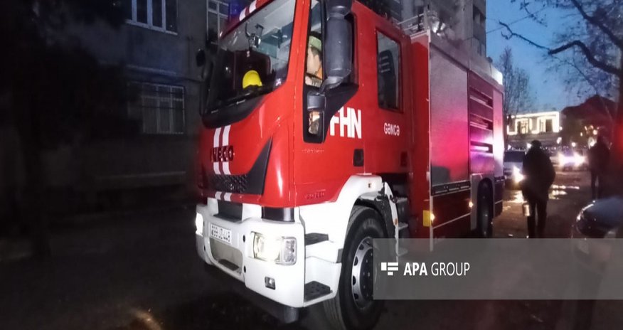 Gəncədə doqquzmərtəbəli binada yanğın olub Gəncədə doqquzmərtəbəli binada yanğın olub