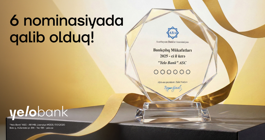 Yelo Bank 6 nominasiya üzrə qalib seçildi Yelo Bank 6 nominasiya üzrə qalib seçildi