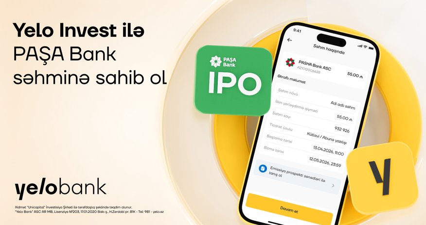 Yelo Invest ilə PAŞA Bank-ın səhmdarı ol Yelo Invest ilə PAŞA Bank-ın səhmdarı ol