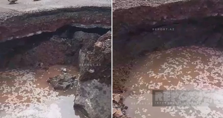 Daşkəsəndə seldən sonra yol çöküb Daşkəsəndə seldən sonra yol çöküb