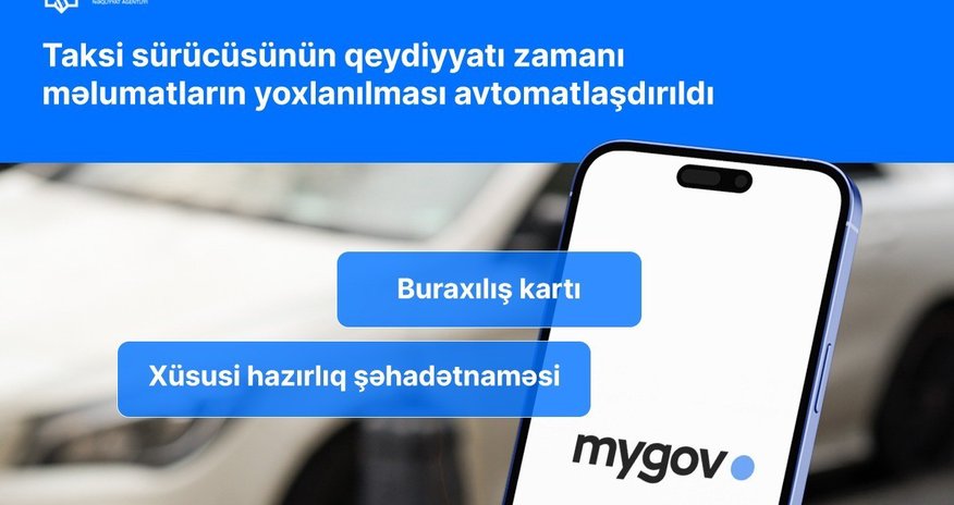 Taksi sürücülərinin qeydiyyatı zamanı məlumatların yoxlanılması avtomatlaşdırılır Taksi sürücülərinin qeydiyyatı zamanı məlumatların yoxlanılması avtomatlaşdırılır