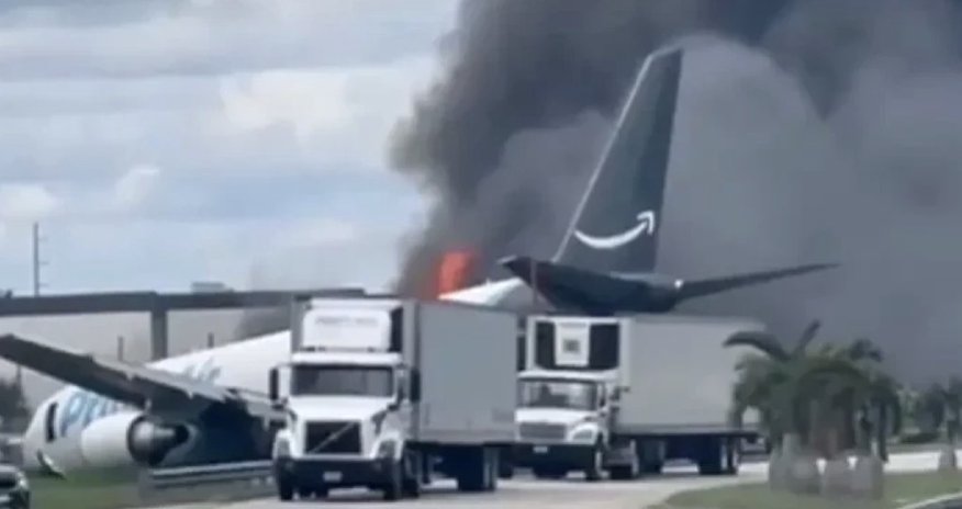 Five dead as Amazon Boeing 767 cargo plane crashes near Miami airport Five dead as Amazon Boeing 767 cargo plane crashes near Miami airport