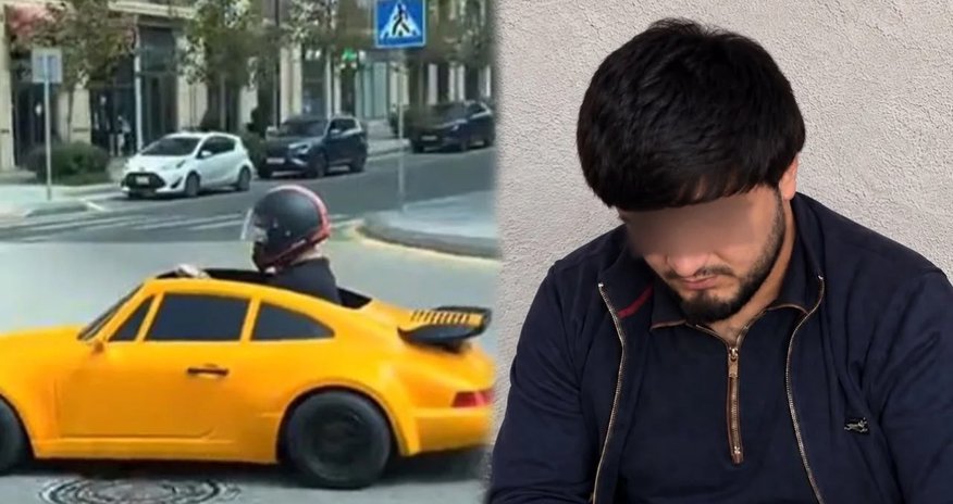 Əsas yolda oyuncaq maşın sürən şəxs məsuliyyətə cəlb edilib Əsas yolda oyuncaq maşın sürən şəxs məsuliyyətə cəlb edilib
